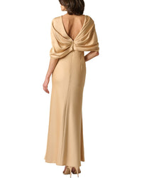 Aidan Mattox Aidan Mattox Satin Cape Sleeve Long Dress