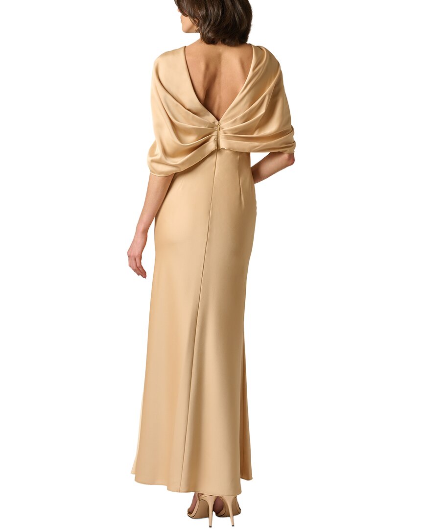 Aidan Mattox Aidan Mattox Satin Cape Sleeve Long Dress