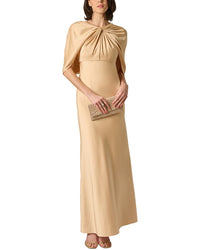 Aidan Mattox Aidan Mattox Satin Cape Sleeve Long Dress