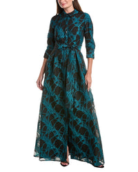 Teri Jon by Rickie Freeman Teri Jon By Rickie Freeman Organza Web Pattern Shirt Gown