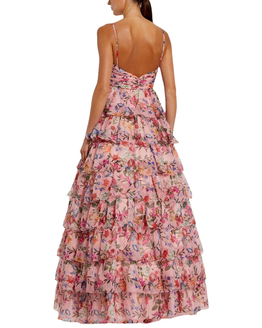 Mac Duggal Floral Cut Out Ruffle Layered Gown