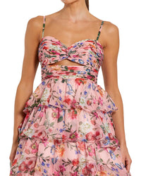 Mac Duggal Floral Cut Out Ruffle Layered Gown