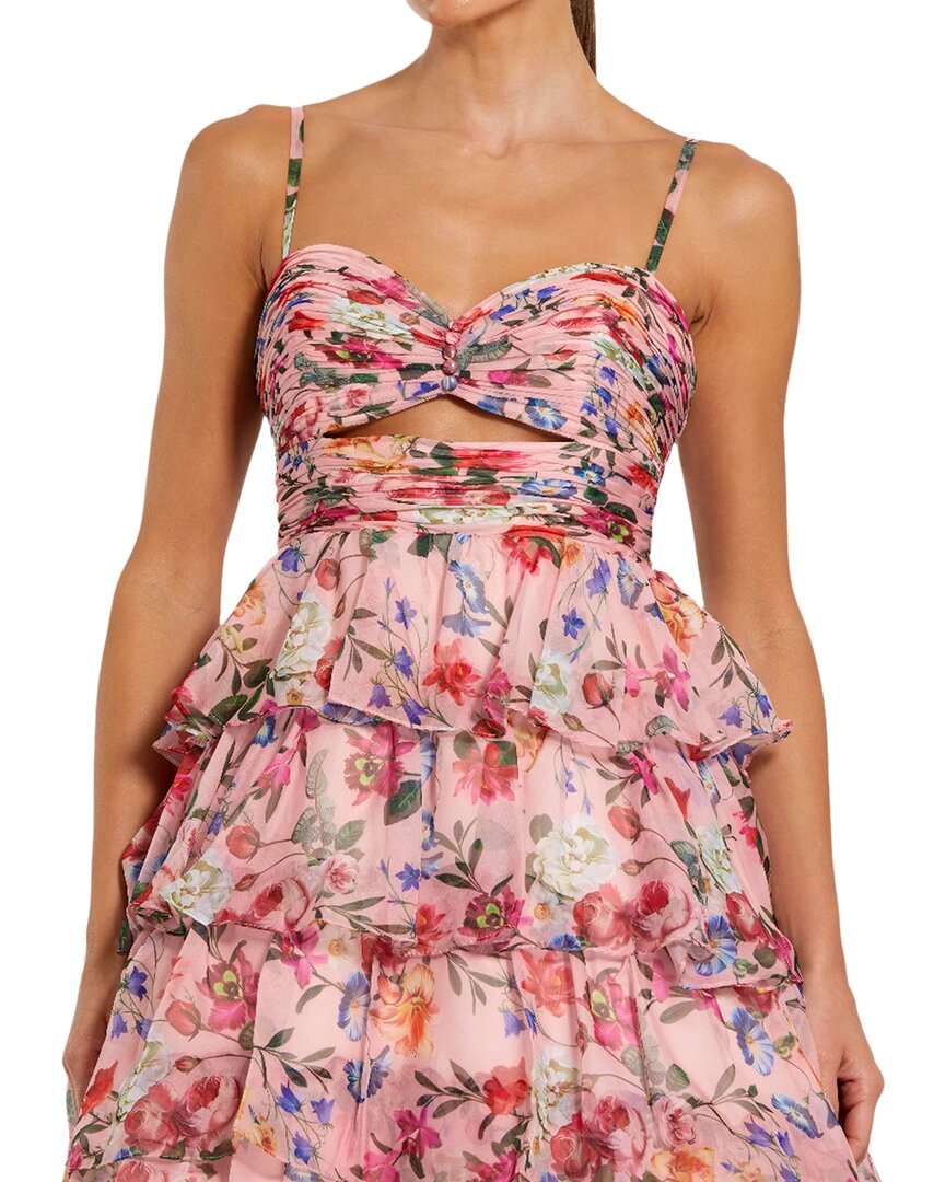 Mac Duggal Floral Cut Out Ruffle Layered Gown