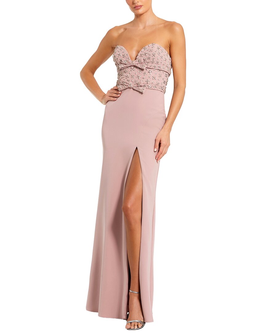 Mac Duggal Strapless Rhinestone Bodice Crepe Gown