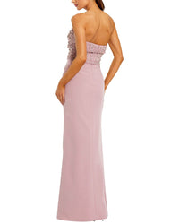 Mac Duggal Strapless Rhinestone Bodice Crepe Gown