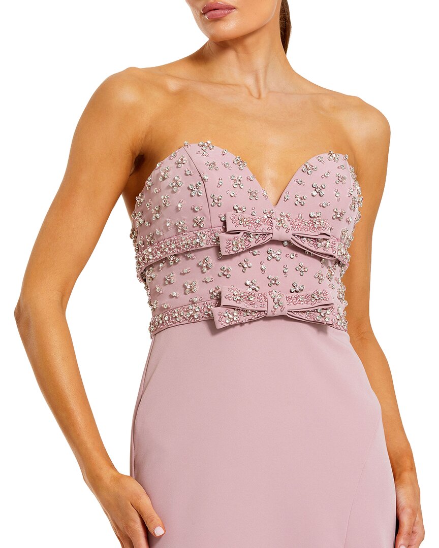 Mac Duggal Strapless Rhinestone Bodice Crepe Gown