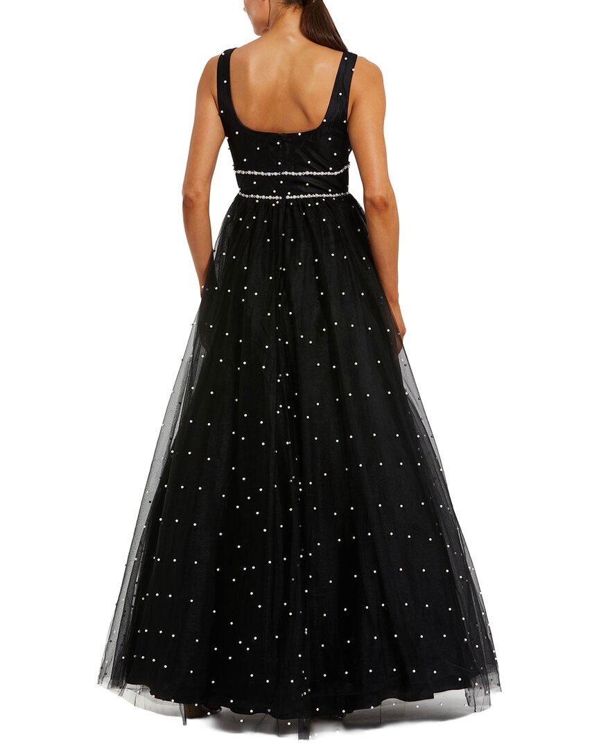 Mac Duggal Pearl Embellished Tulle Sleeveless Ballgown
