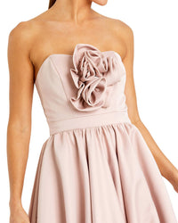 Mac Duggal Satin High-Low Rosette Gown