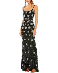 Mac Duggal Star Embellished Sleeveless Open Back Dress