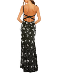 Mac Duggal Star Embellished Sleeveless Open Back Dress