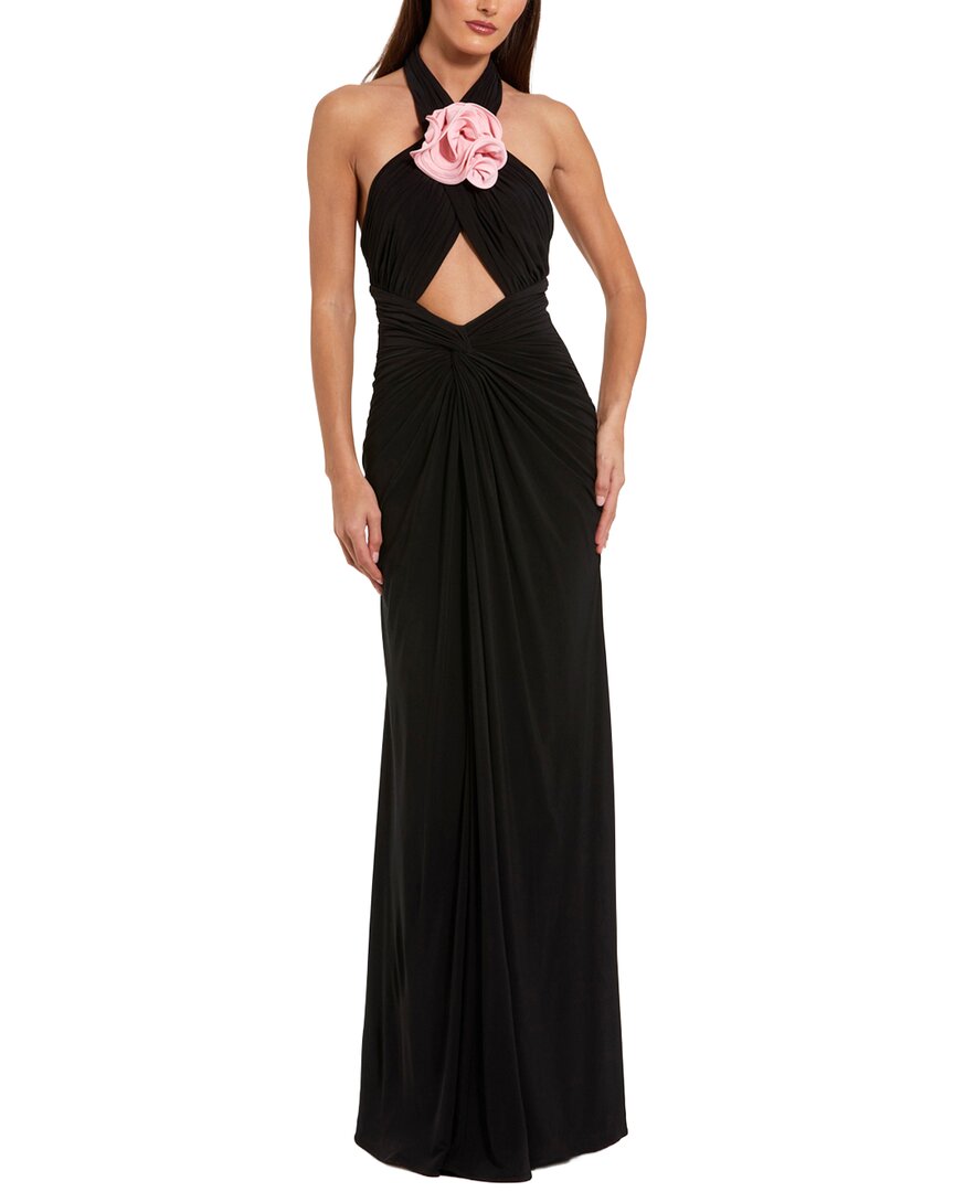 Mac Duggal Jersey Crossover Halter Neck Gown