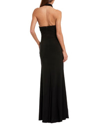 Mac Duggal Jersey Crossover Halter Neck Gown