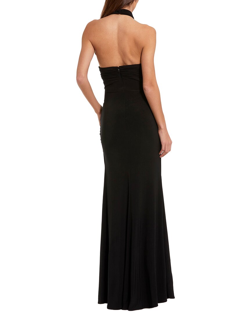 Mac Duggal Jersey Crossover Halter Neck Gown