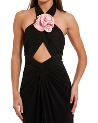 Mac Duggal Jersey Crossover Halter Neck Gown