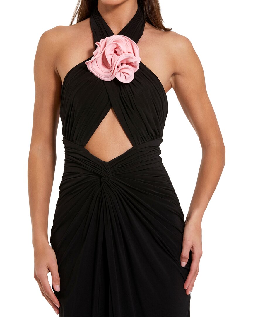 Mac Duggal Jersey Crossover Halter Neck Gown