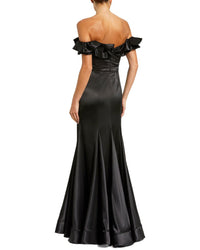 Mac Duggal Satin Ruffle Off The Shoulder Mermaid Gown