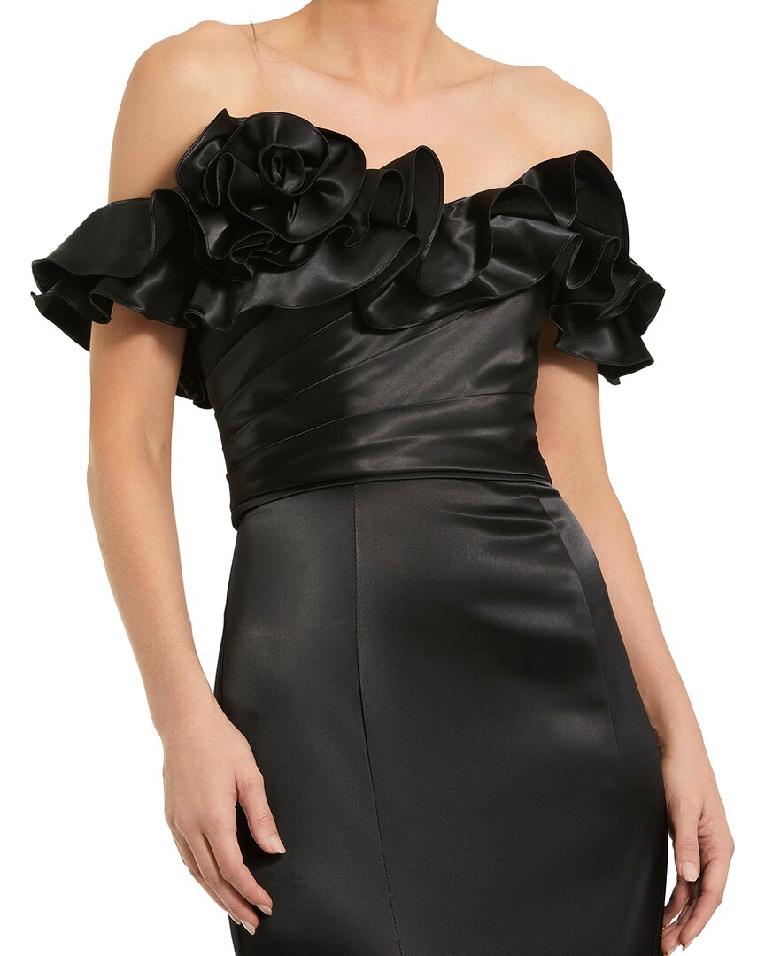 Mac Duggal Satin Ruffle Off The Shoulder Mermaid Gown