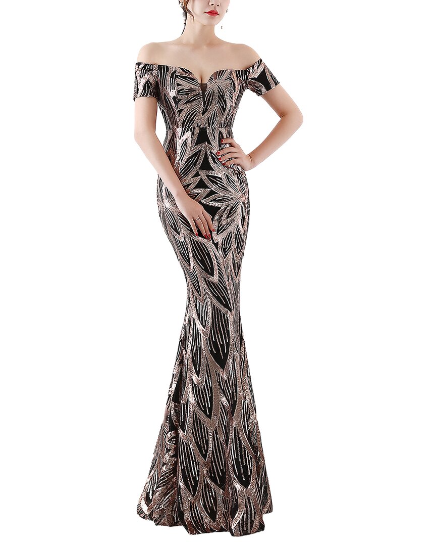 Kalinnu Printed Off The Shoulder Maxi Dress