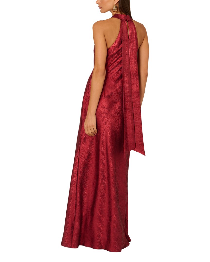 Adrianna Eve Foiled Woven Bias Halter Gown