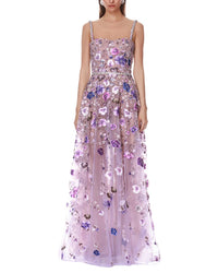Bronx And Banco Midnight Embroidered Floral Gown