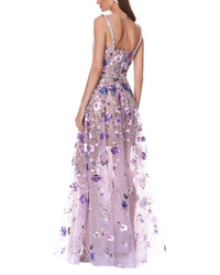 Bronx And Banco Midnight Embroidered Floral Gown