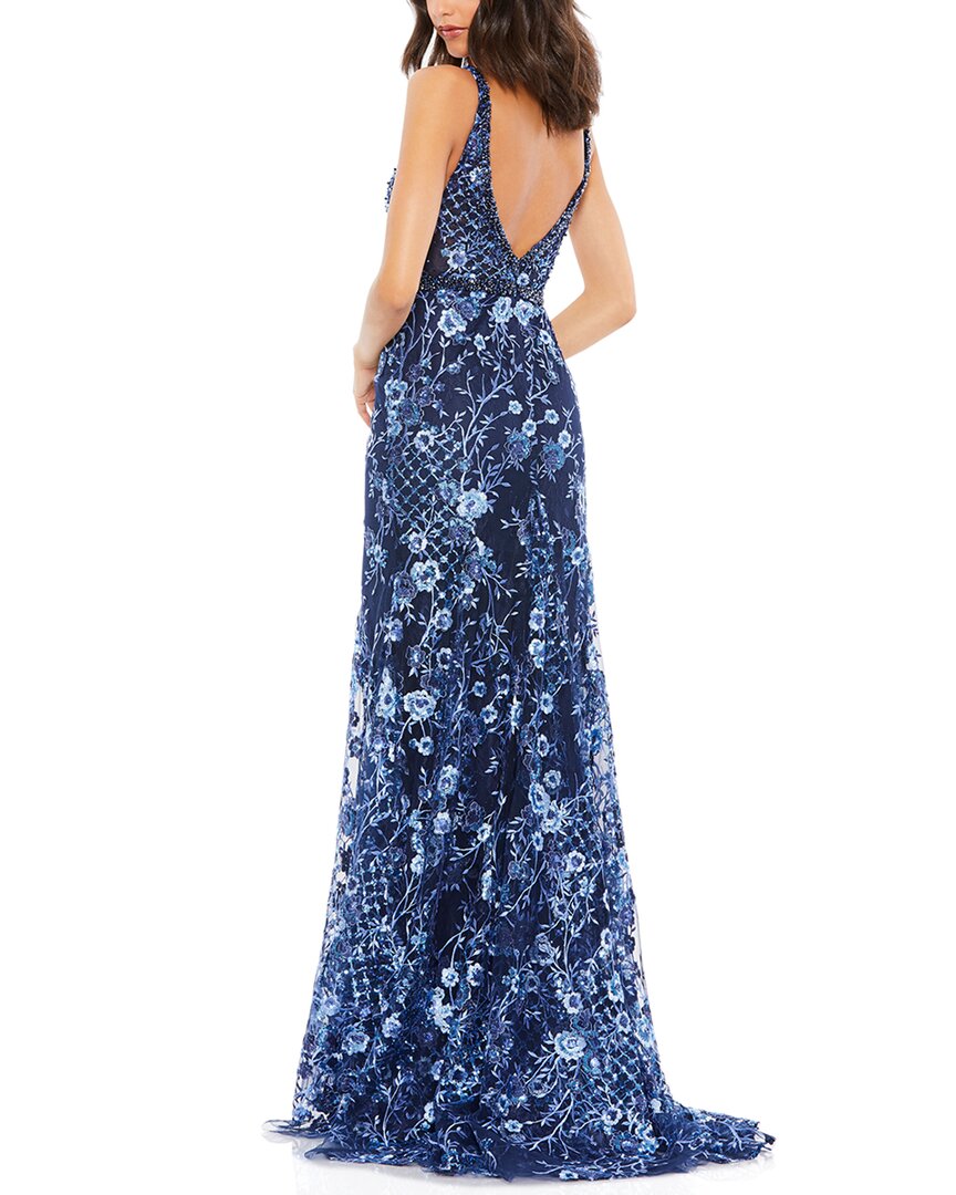 Mac Duggal Embellished Sleeveless Plunge Neck Gown