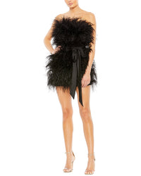 Mac Duggal Feather Mini Dress