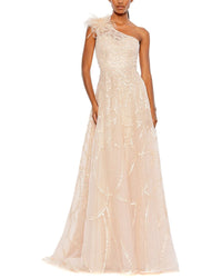 Mac Duggal Embellished One-Shoulder A-Line Gown