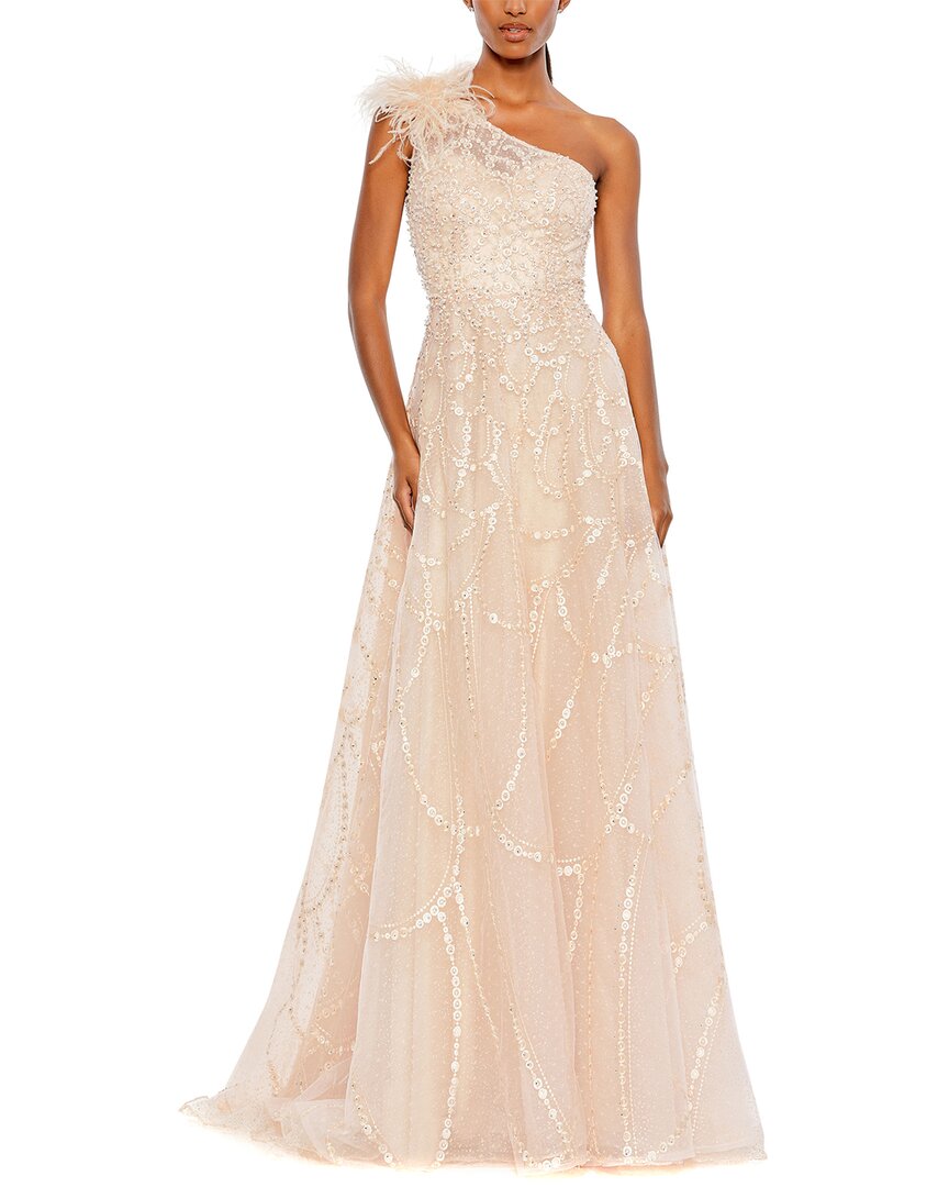 Mac Duggal Embellished One-Shoulder A-Line Gown