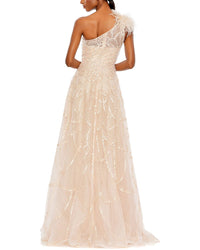 Mac Duggal Embellished One-Shoulder A-Line Gown