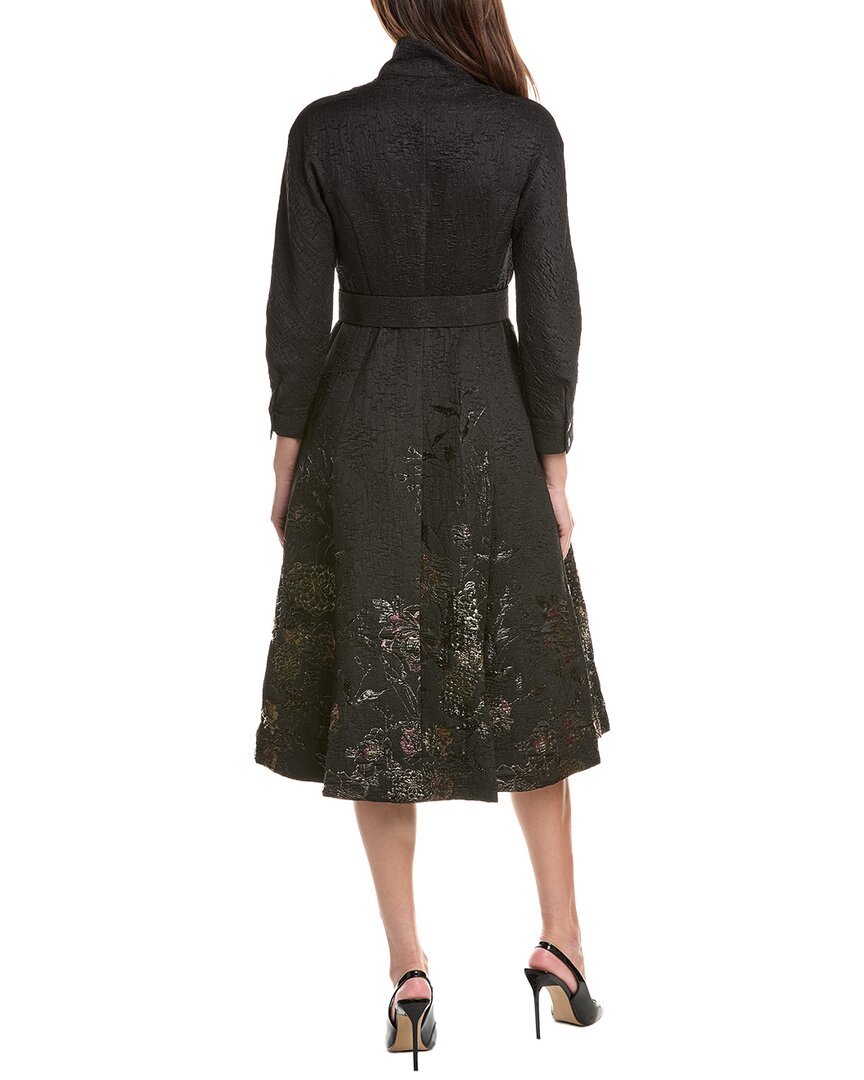 Teri Jon by Rickie Freeman Teri Jon By Rickie Freeman Textured Metallic Jacquard Floral Bow Neck Midi