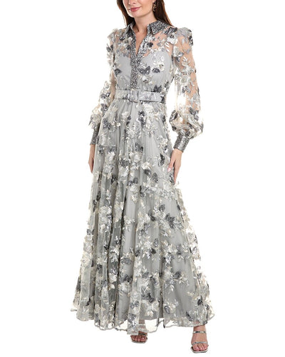 Badgley Mischka Embroidered Tulle Gown