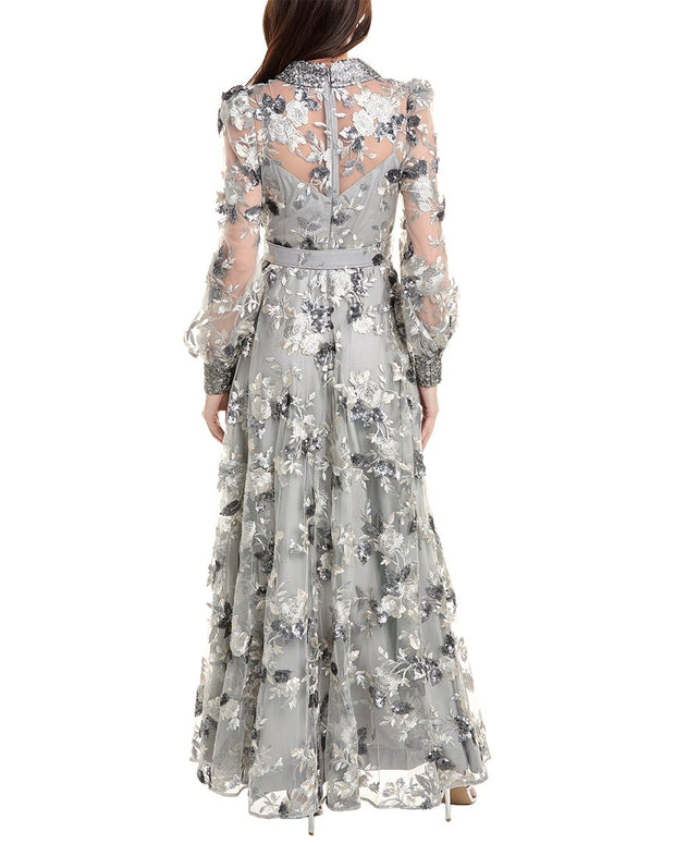 Badgley Mischka Embroidered Tulle Gown