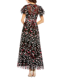 Mac Duggal Embellished Butterfly Tea Length A-Line Dress
