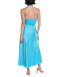 Marion Solid Satin Halter Maxi Dress