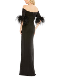 Mac Duggal Feather Trim Column Gown