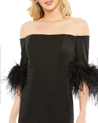 Mac Duggal Feather Trim Column Gown