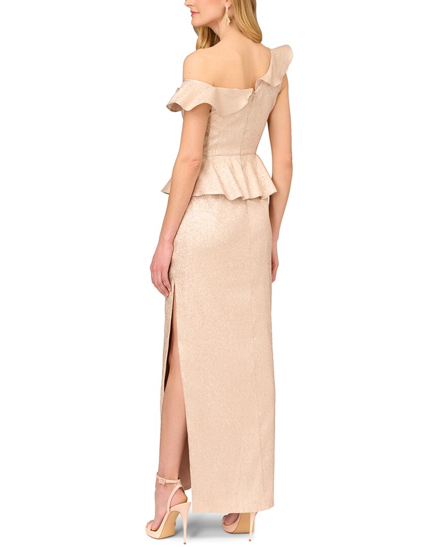 Aidan Mattox Lame Column Gown With Ruffles