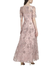 Eliza J Embroidered Mesh Gown