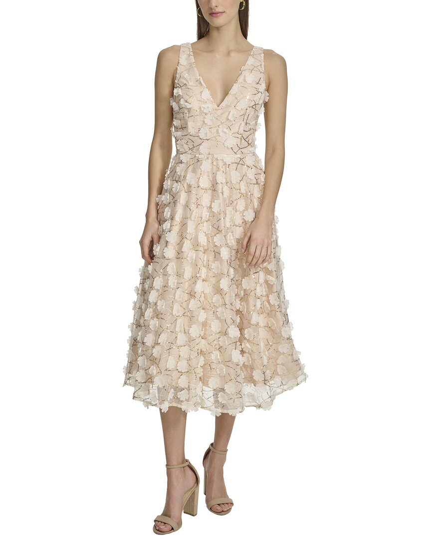 Eliza J 3D Floating Flowers Mesh Midi Dress