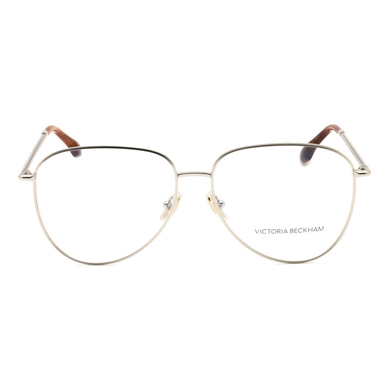 Victoria Beckham Eyeglasses Aviator Full Rim, Silver Frame and Clear Demo Lenses Lens VB2116040