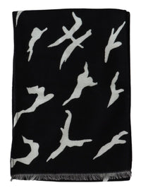 Givenchy Black White Wool Unisex Winter Warm Scarf Wrap Women's Shawl
