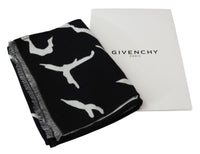 Givenchy Black White Wool Unisex Winter Warm Scarf Wrap Women's Shawl