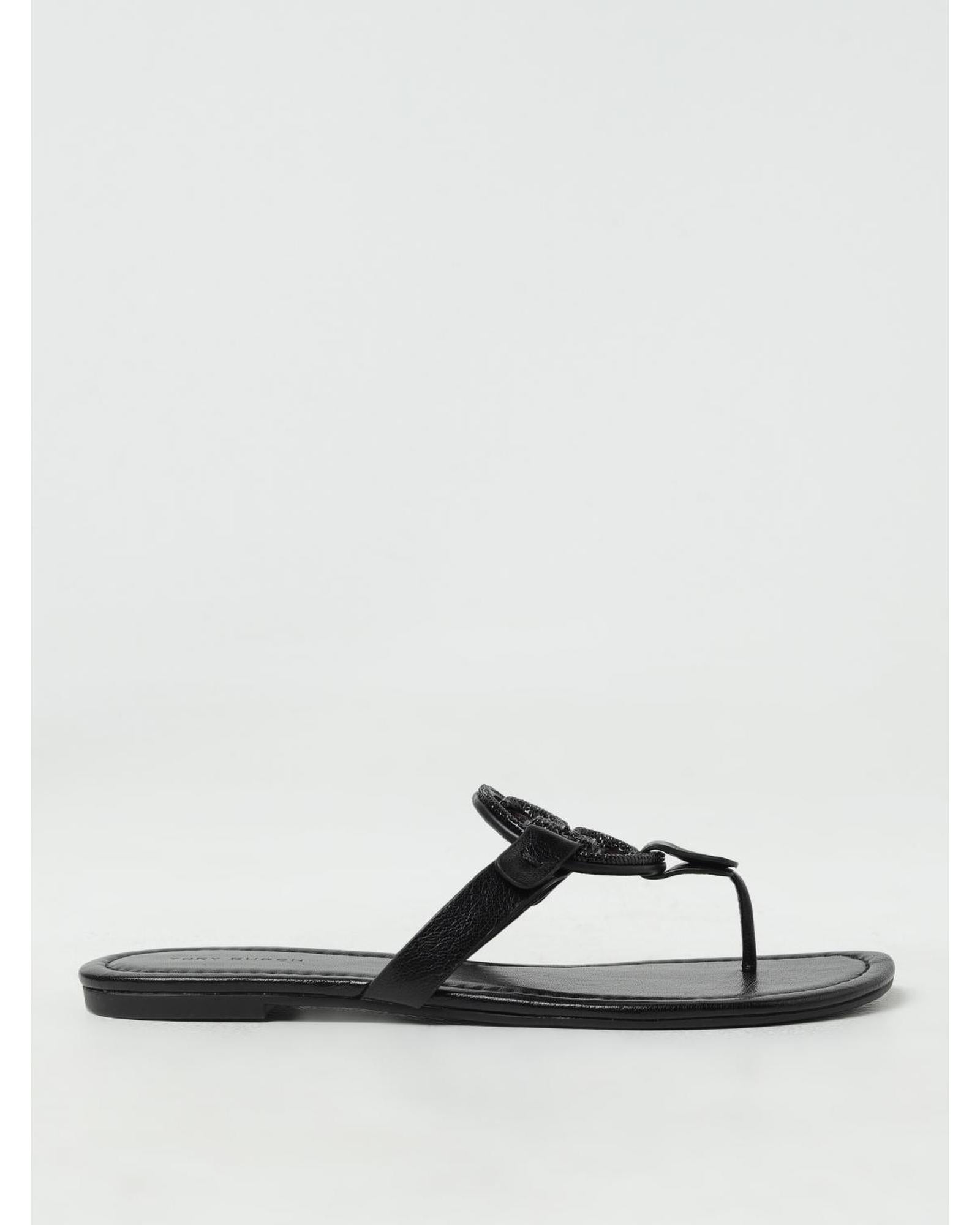 Tory Burch Miller Thong Sandal Leather Women Black
