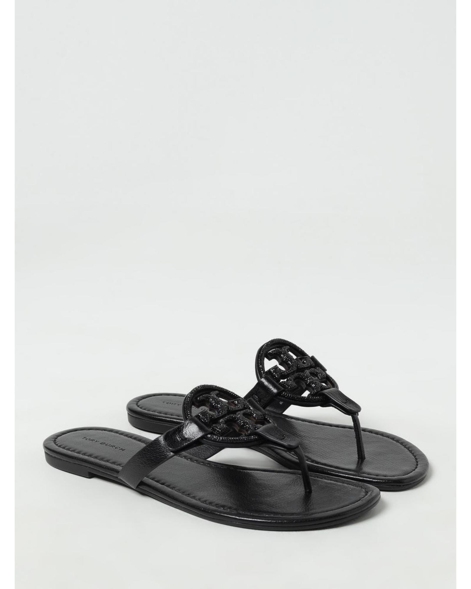 Tory Burch Miller Thong Sandal Leather Women Black