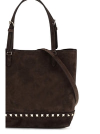 Valentino Garavani Women Small Rockstud Suede Tote Bag
