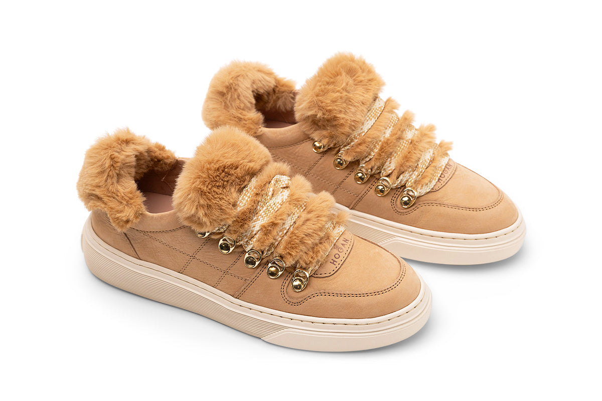 Hogan Faux-Fur Trimmed Sneakers