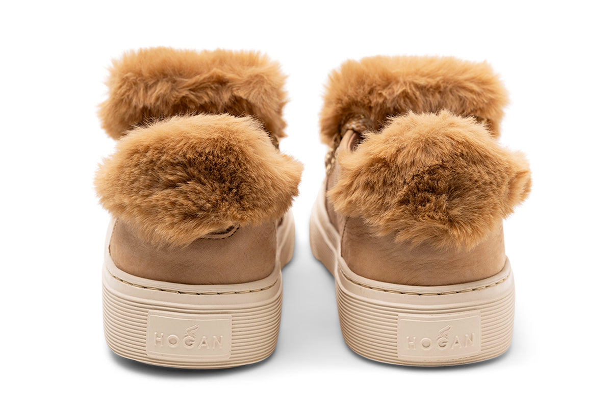 Hogan Faux-Fur Trimmed Sneakers