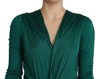 Dolce & Gabbana Green Fitted Silhouette Midi Viscose Women's Dress