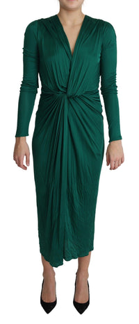 Dolce & Gabbana Green Fitted Silhouette Midi Viscose Women's Dress